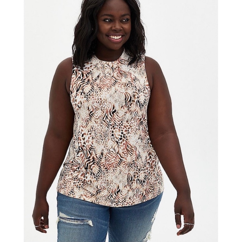 Torrid Animal Print Mock Neck Sleeveless Top 3X